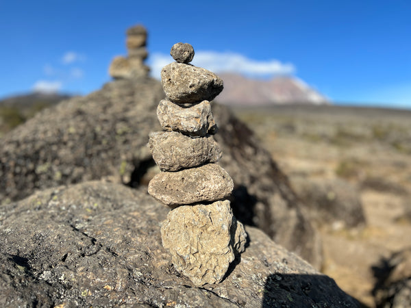 Cairn with Kibo in the background