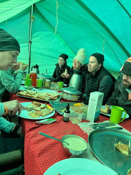 Breakfast in the mess tent