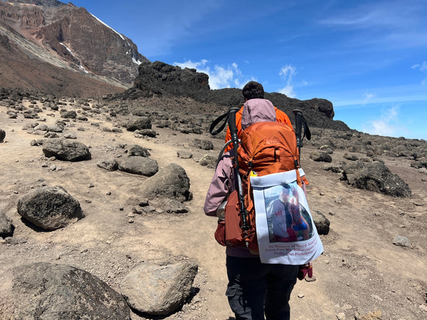 Laura had a little flag attached to her bag with a photo of her and her Dad