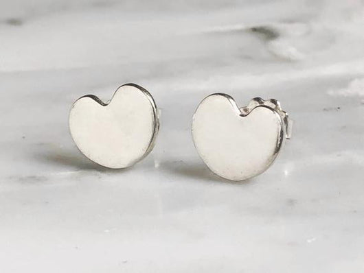 sterling silver heart stud earrings