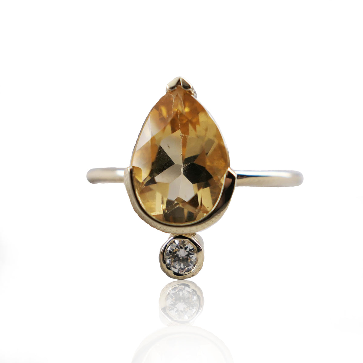Yellow Gold and Heirloom Citrine and Diamond Ring