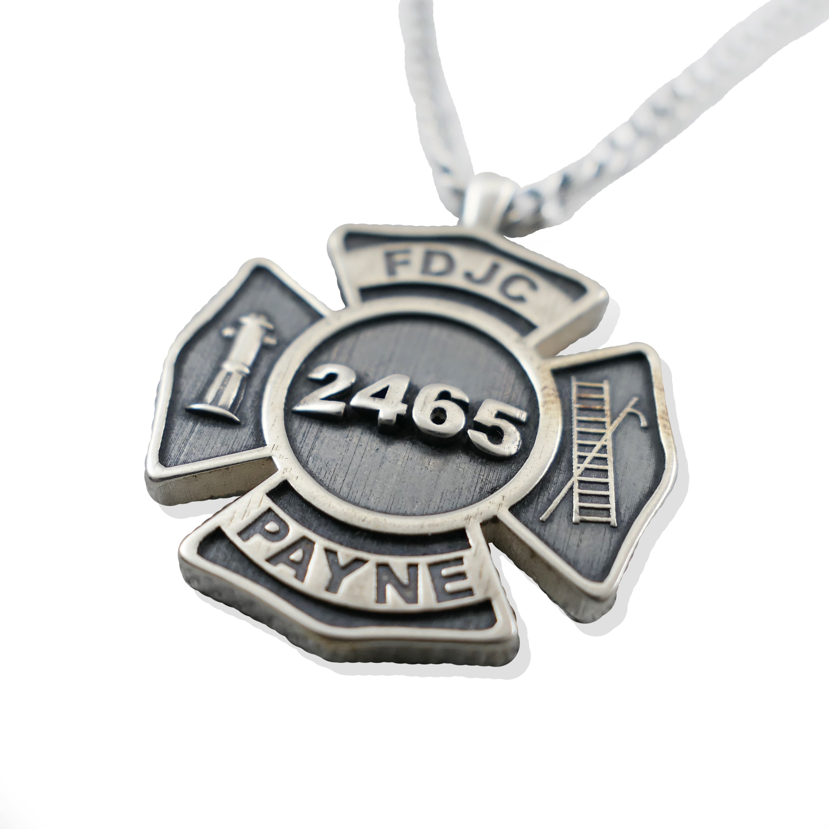 Sterling Silver Fire Department Medallion Cross