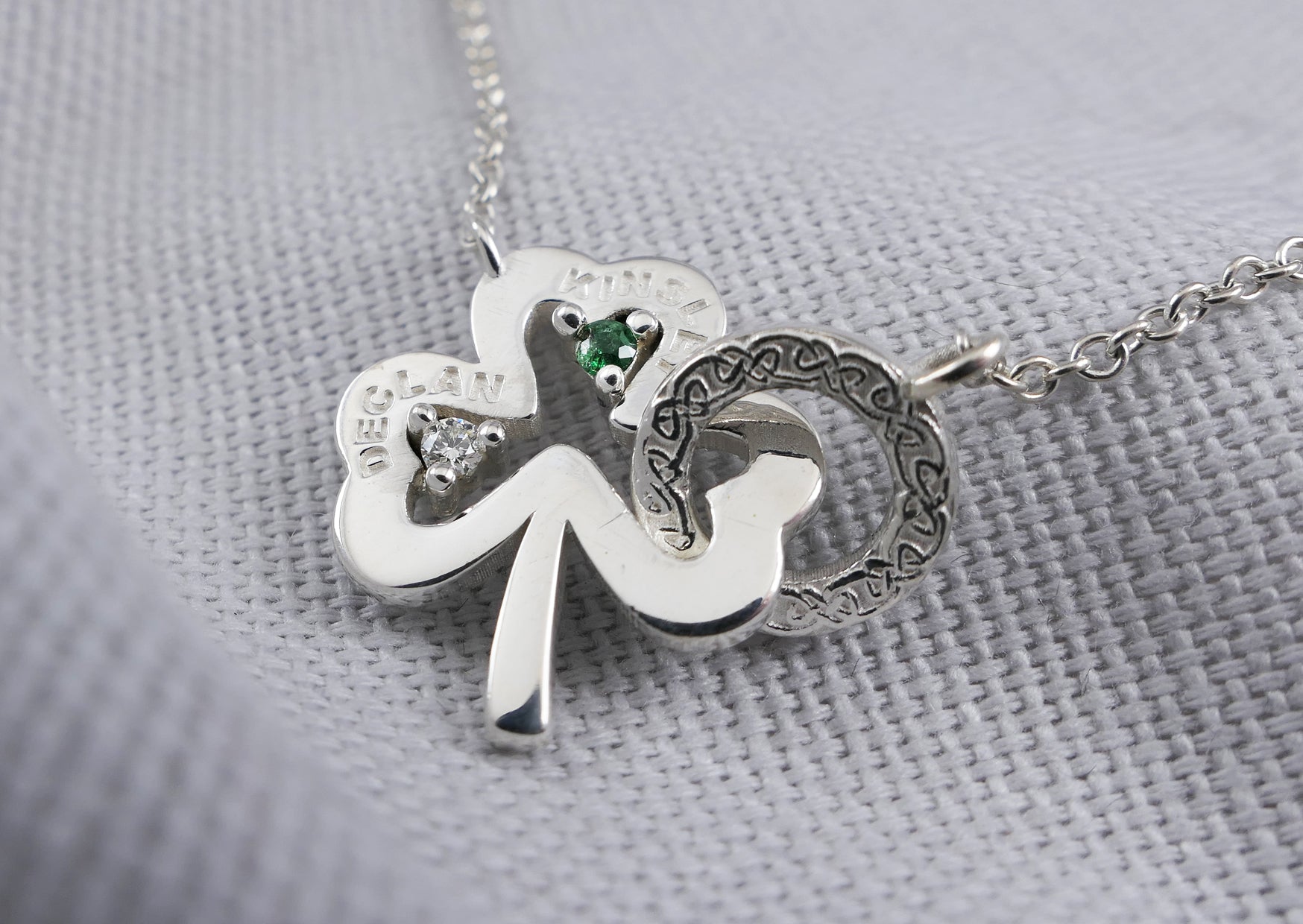 Diamond and Emerald Shamrock Necklace