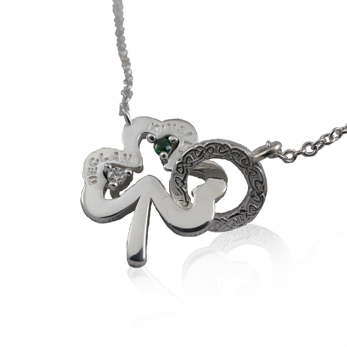 Sterling Silver Birthstone Shamrock Necklace