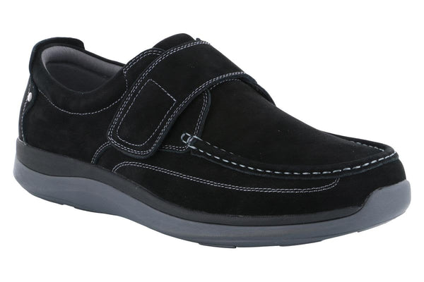 Propet Porter Velcro Strap Shoe Black - 2BigFeet