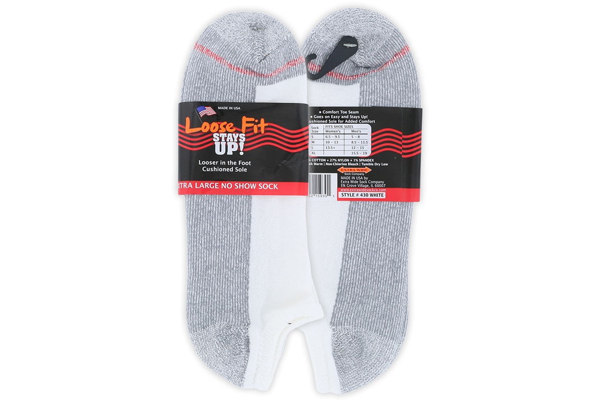 Loose Fit White Over The Calf Socks to EEEEE - 3Pack