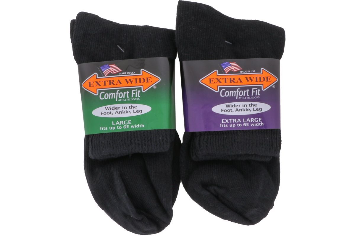 Extra Wide Socks Quarter Black - 2BigFeet