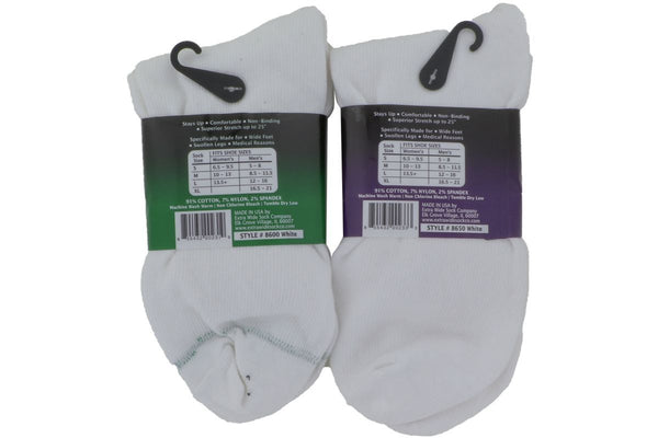 Extra Wide Socks Quarter White - 2BigFeet