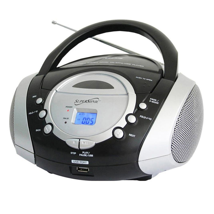 Supersonic Portable Audio System Mp3 Cd Player With Usb Aux Inputs