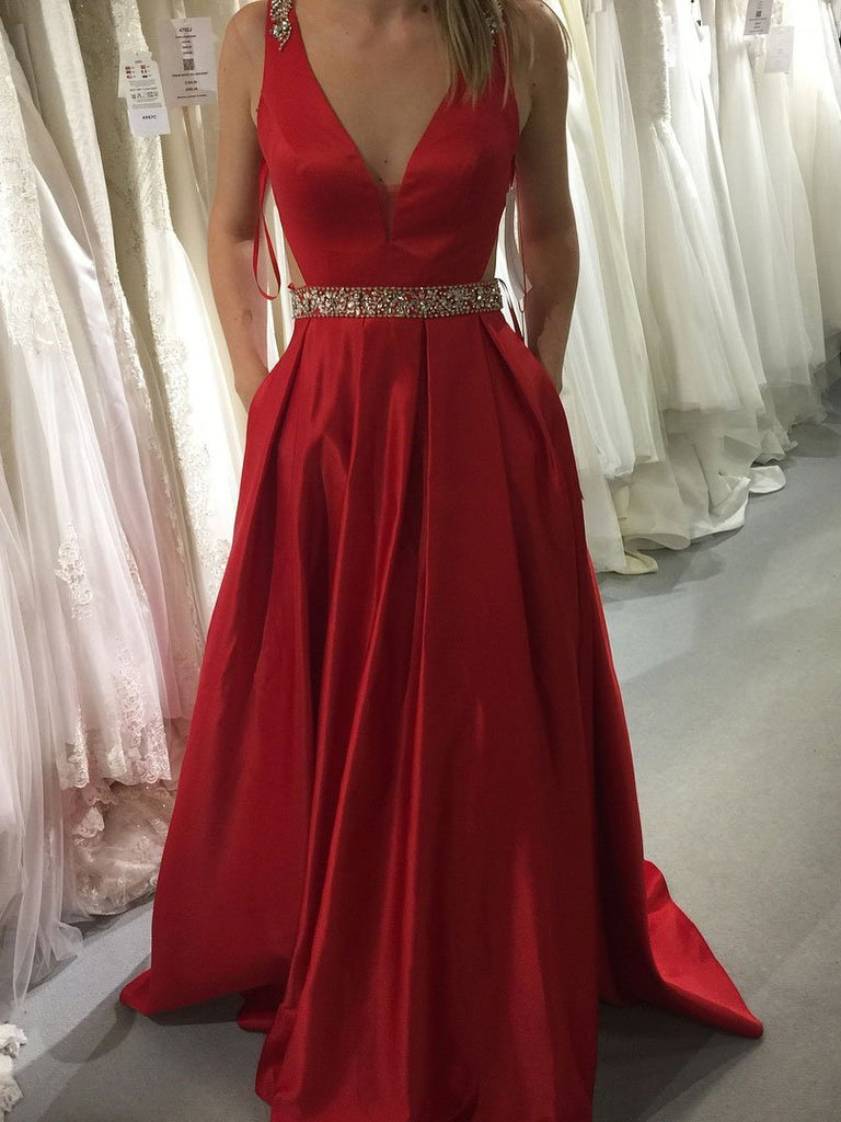 red ball gown with pockets