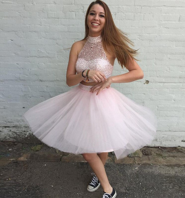 pink short prom dress