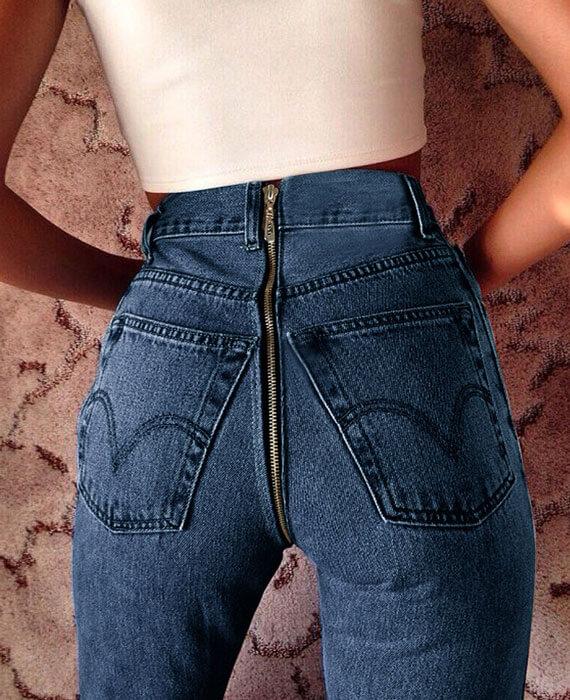 back zip up jeans