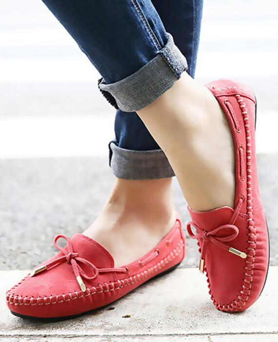 Casual Bowtie Loafers Sweet Candy Colors Slip-on Flats Shoes - Seamido