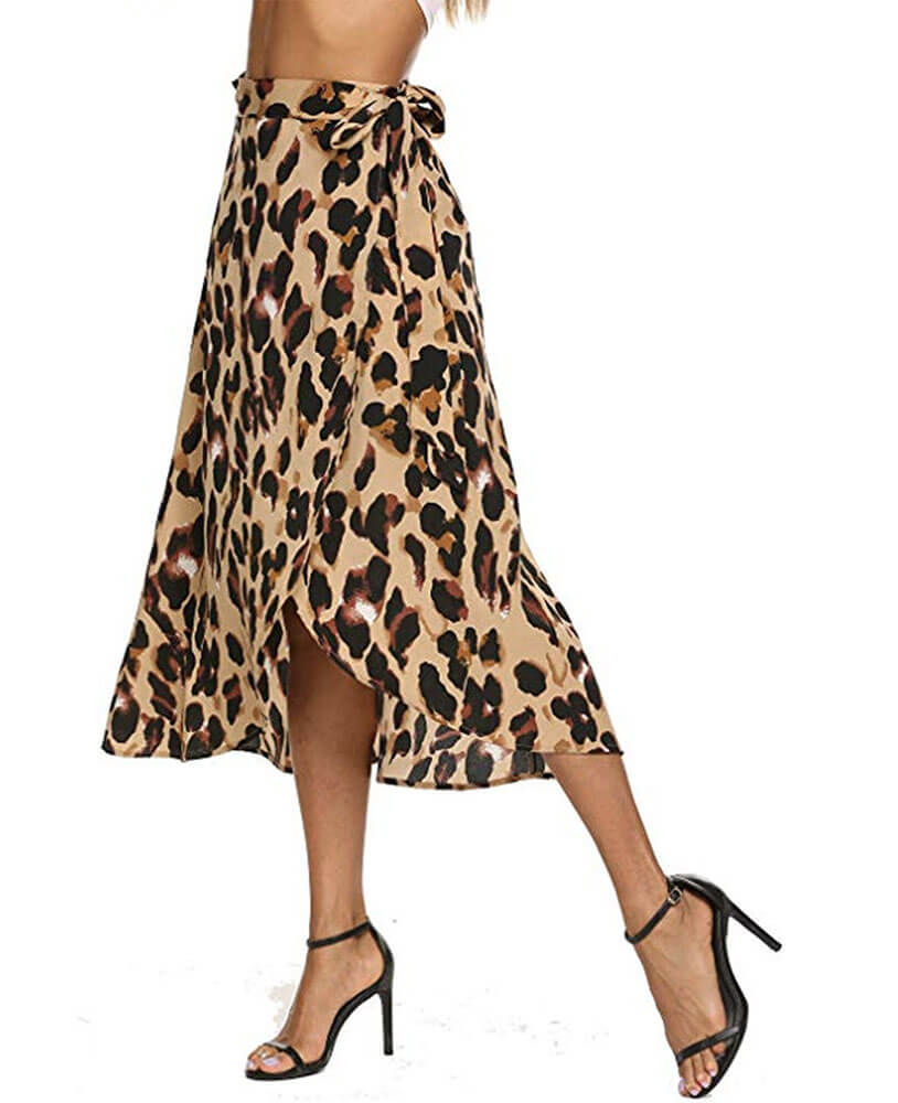 chiffon leopard print skirt