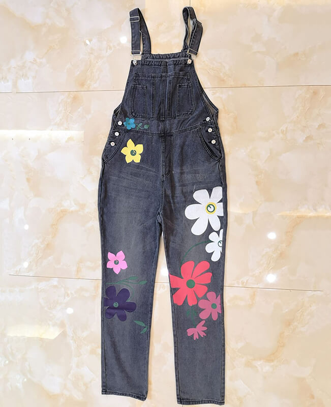 womens floral denim overalls