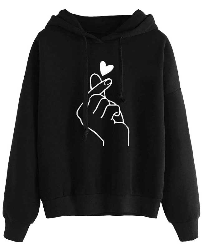 Heart Finger Print Cute Sweatshirts | Seamido
