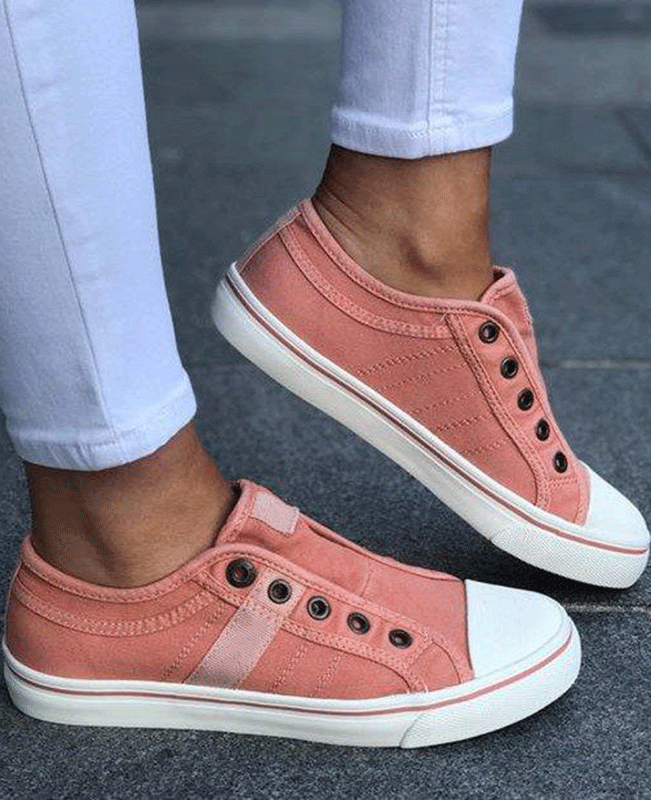 round toe canvas sneakers