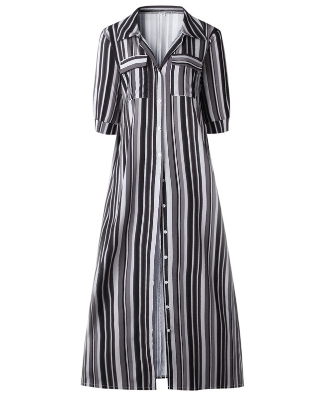 Striped Boho Long Dresses | Bohemia Striped Shirt Maxi Dress|Seamido