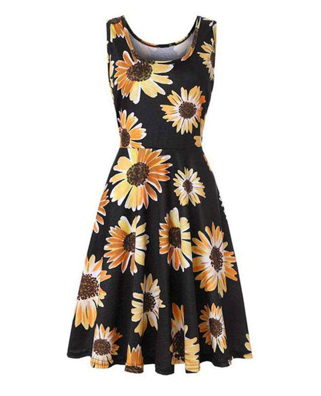 Sleeveless Floral Midi Dress - Seamido