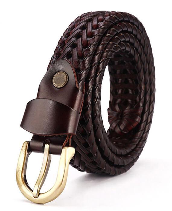 Strap Jeans Pin Buckle Vintage Weaving Leather Belts - Seamido