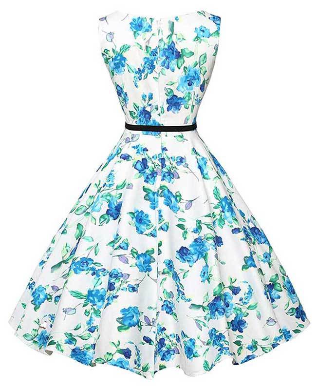 Vintage Sleeveless Floral Cocktail Dress | Seamido