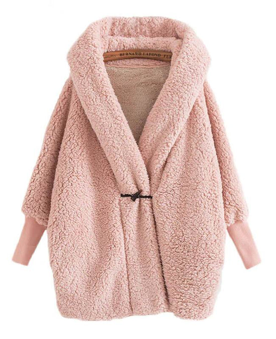 pink wool coat with hood