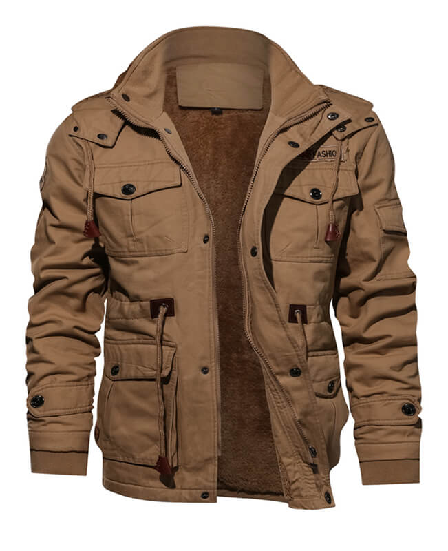 Washed Cotton Fleece Military Jacket | Seamido