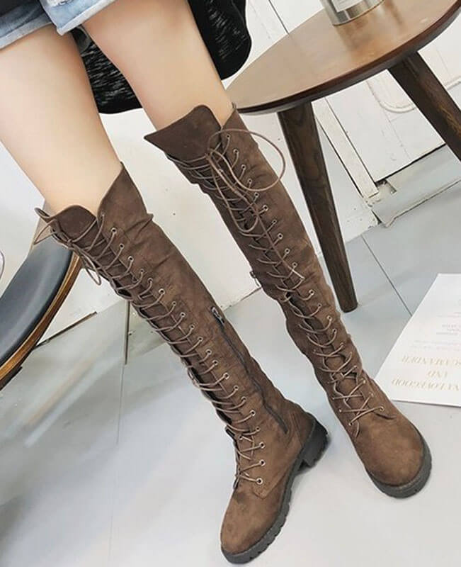 knee high tie boots