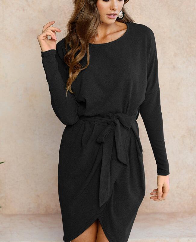 Long Sleeve Tight Dress Bodycon Mini Dress - Seamido