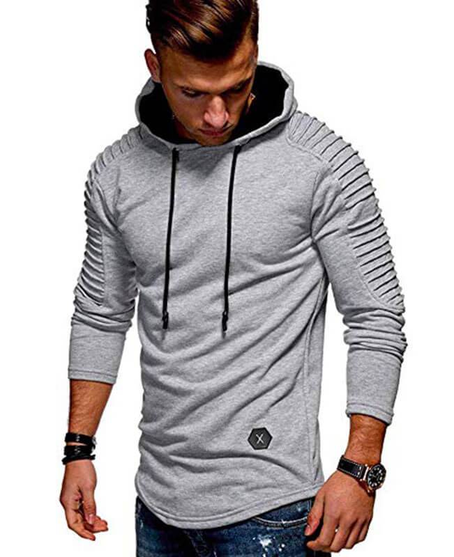 Pleat Hem Curved Cool Hoodies | Seamido