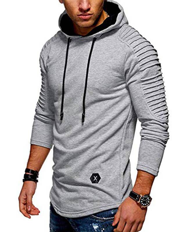 Pleat Hem Curved Cool Hoodies | Seamido