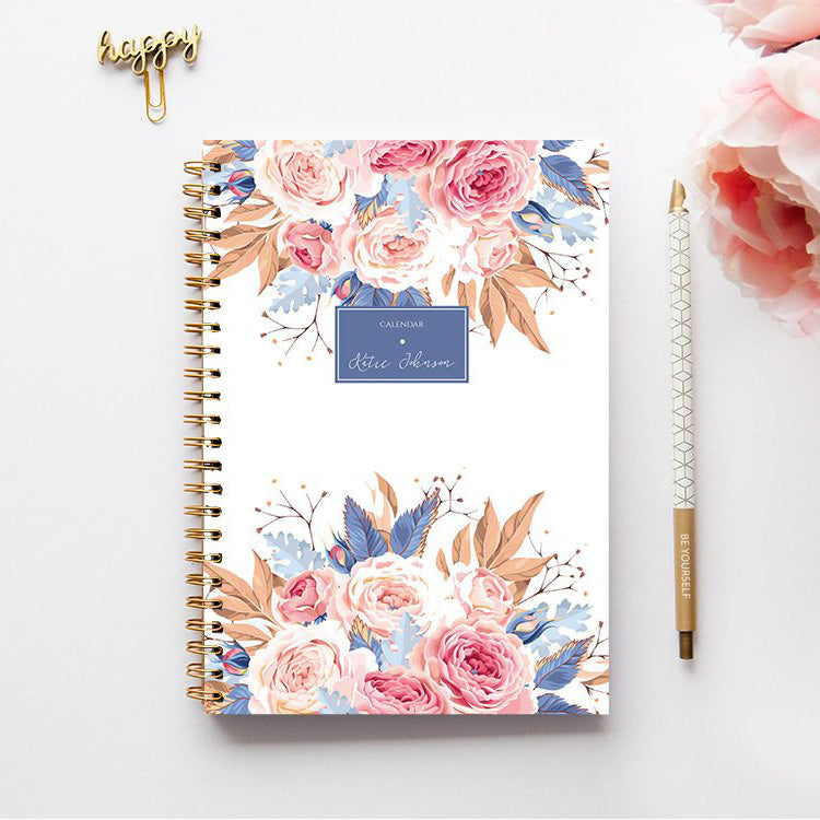 Agenda Con Nome Personalizzato Fantasia Peonie Dust Rose