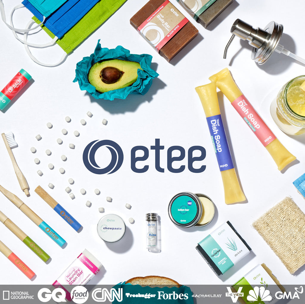 multiple etee products on a white table