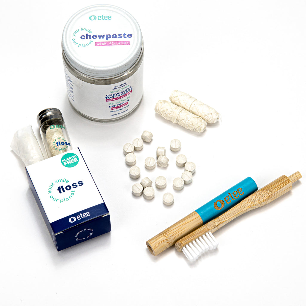 multiple etee dental care products side by side