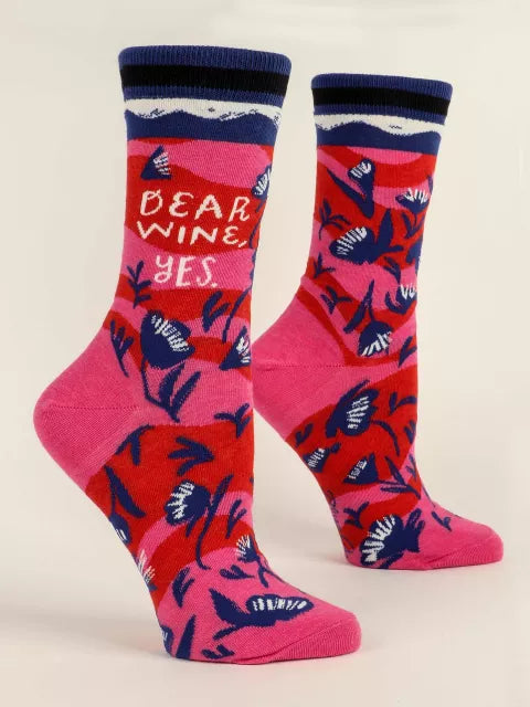 Blue Q Women's Crew Socks- Dear Wine