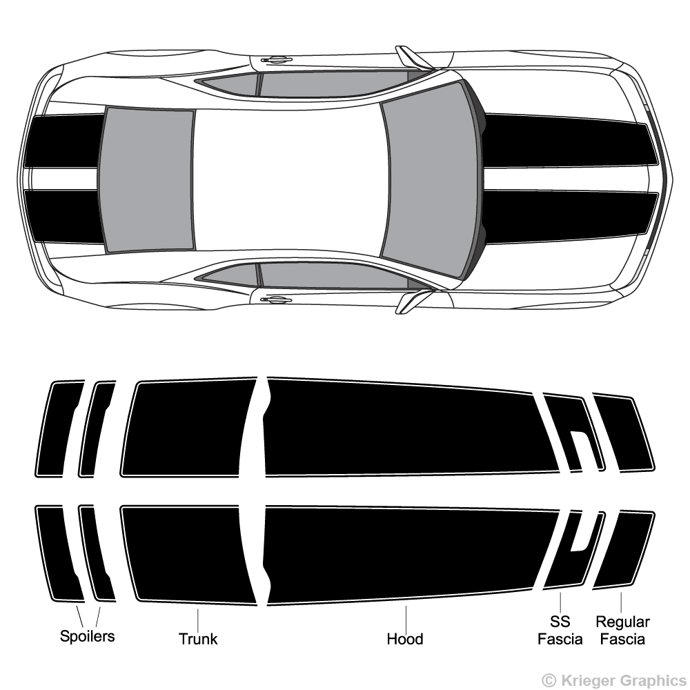 Bumblebee Racing Stripes for 2010-2013 Chevy Camaro RS SS 3M Vinyl Dec