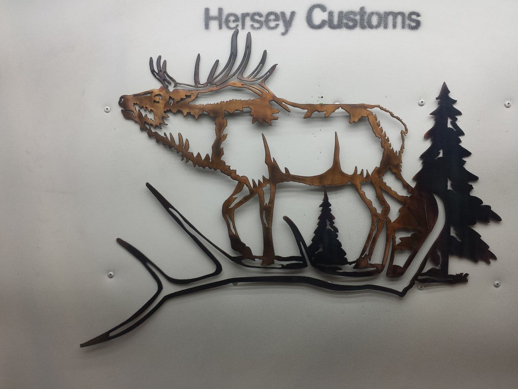 Elk Antler  Scene Home Decor  Metal Art  Hersey Customs Inc 