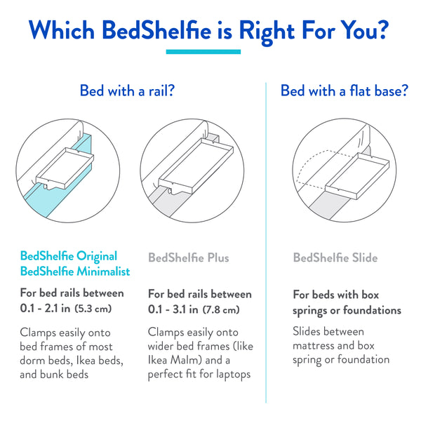 BedShelfie - Modern Bamboo Bedside Shelf / Space-Saving, Floating Nightstand (in White)