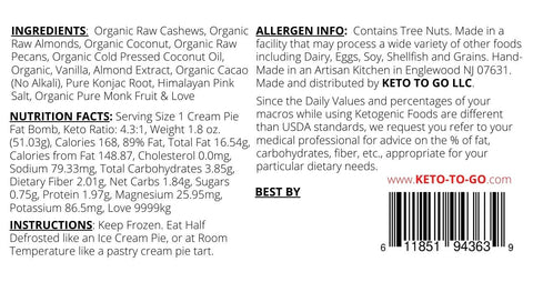 Keto Cream Pie Fat Bomb - Almond Nutrition