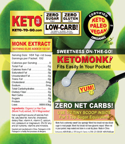 KETO MONK Sweetener ON-THE-GO Pouch with Scoop by KETO TO GO!