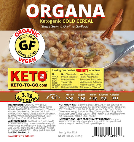 ORGANA - Keto Cold Cereal made from Nuts and Seeds - Granola Substitute