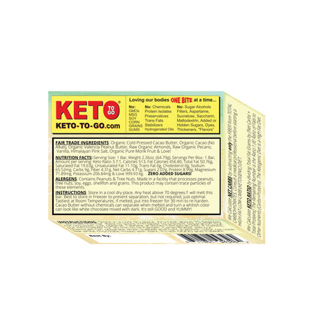 KETO MEAL BAR by KETO TO GO - Peanut Butter Pecan Dark Chocolate