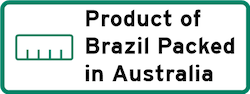 Product of Brazil Packed in Australia Logo