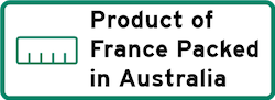 Product of France Packed in Australia Logo