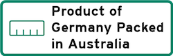 Product of Germany Packed in Australia Logo
