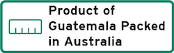 Product of Guatemela Packed in Australia Logo