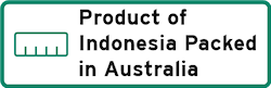Product of Indonesia Packed in Australia Logo
