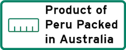 Product of Peru packed in Australia