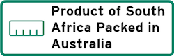 Product of South Africa Packed in Australia Logo
