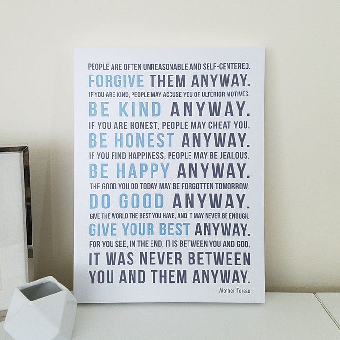 Download Mother Teresa Quote Canvas Art // Do It Anyway - Papermints